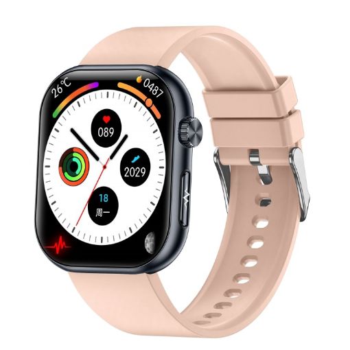 ET587 Smart Watch, 1.95" AMOLED, ECG/Blood Sugar Monitor, Pink - 1