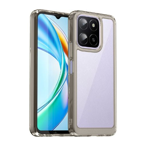 For Honor X5b Acrylic Hybrid TPU Phone Case - Transparent Grey - 1