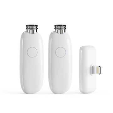 FUNSNAP M2 Wireless Microphone 1 TX + 2 RX, Digital Noise Reduction, 8 Pin, White - 1