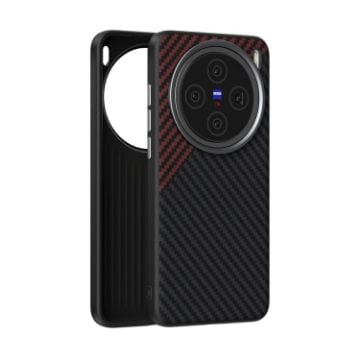 Vivo X200 ABEEL C Carbon Fiber 6D MagSafe Phone Case Black Red - 1