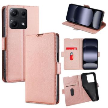 Redmi Note 14S 4G Rose Gold Ultra-thin Leather Flip Phone Case - 1
