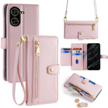 Redmi A5 4G Pink Sheep Texture Cross-body Wallet Leather Case - 1