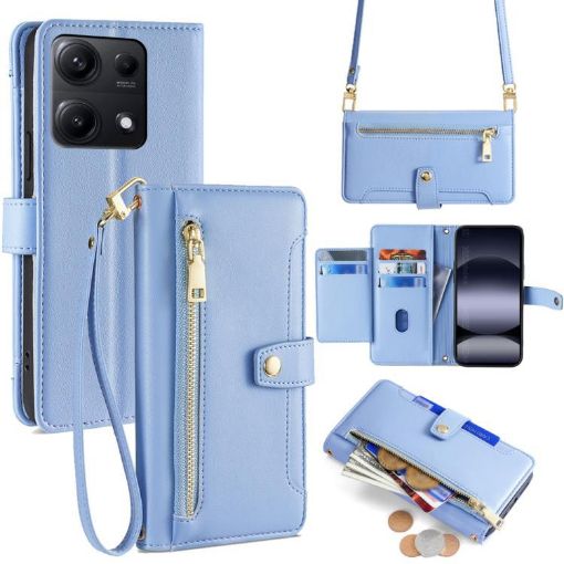 Redmi Note 14S 4G Blue Sheep Texture Leather Wallet Phone Case - 1