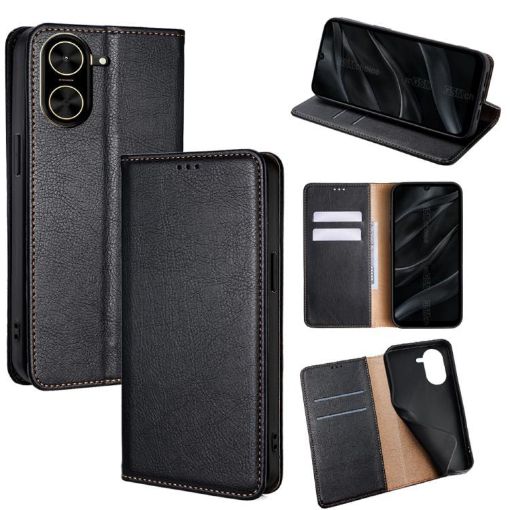 Redmi A5 4G 171.7mm Black Magnetic Leather Phone Case - 1