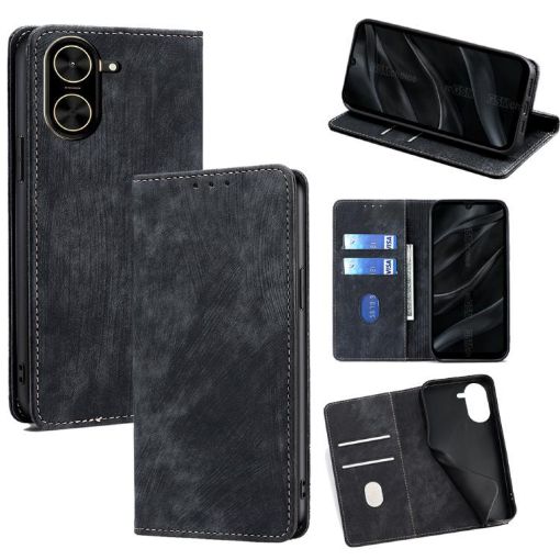 Redmi A5 4G RFID Anti-theft Magnetic Leather Phone Case Black - 1