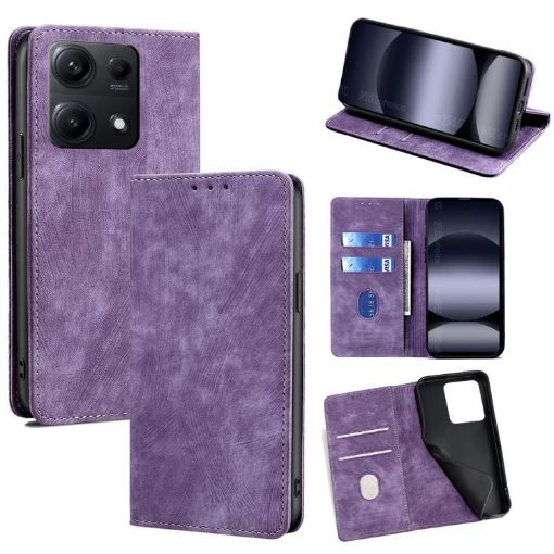 Redmi Note 14S 4G Purple RFID Anti-theft Magnetic Leather Case - 1