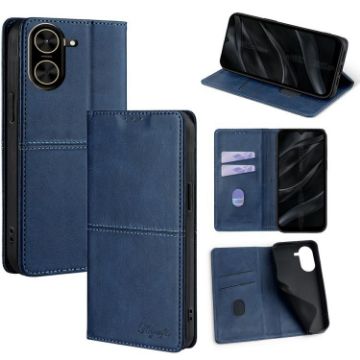 Redmi A5 4G Cow Texture Magnetic Leather Phone Case Blue 171.7mm - 1