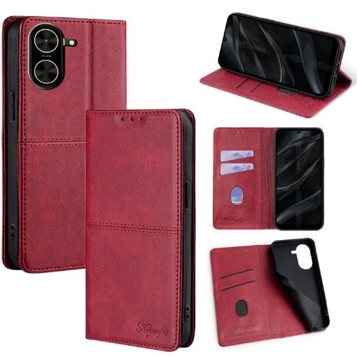 Redmi A5 4G Cow Texture Magnetic Leather Phone Case Red 171.7mm - 1