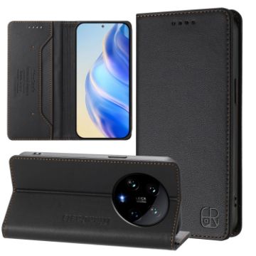 Xiaomi 14 Ultra 5G RC01 Magnetic RFID Leather Phone Case Black - 1