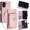 Redmi A5 4G Zipper Bag Leather Phone Case - Rose Gold, 171.7mm - 1
