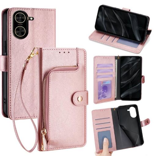 Redmi A5 4G Zipper Bag Leather Phone Case - Rose Gold, 171.7mm - 1