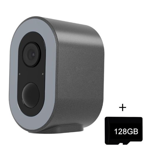 WiFi Tuya Smart HD Battery Camera, EU Plug, 128GB Memory (Grey) - 1