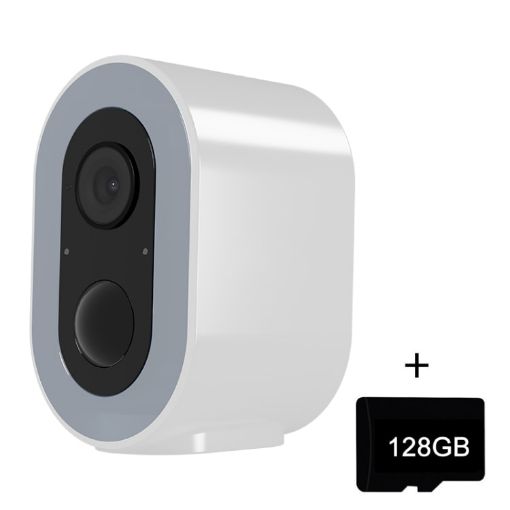 WiFi Tuya Smart HD Battery Camera, EU Plug, 128GB Memory (White) - 1