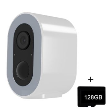 WiFi Tuya Smart HD Battery Camera, US Plug, 128GB Memory (White) - 1