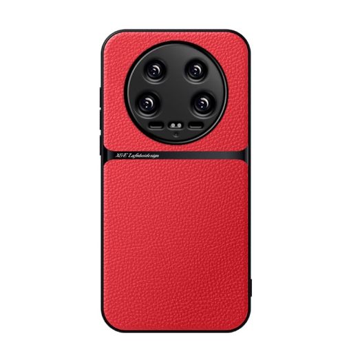 Xiaomi 14 Ultra Red Litchi Leather Magnetic Shockproof Phone Case - 1