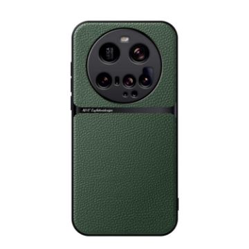 Xiaomi 15 Ultra Green Litchi Leather Magnetic Shockproof Phone Case - 1