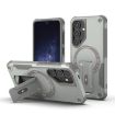 Samsung Galaxy A35 Grey Armor MagSafe Holder Hybrid TPU Phone Case - 1