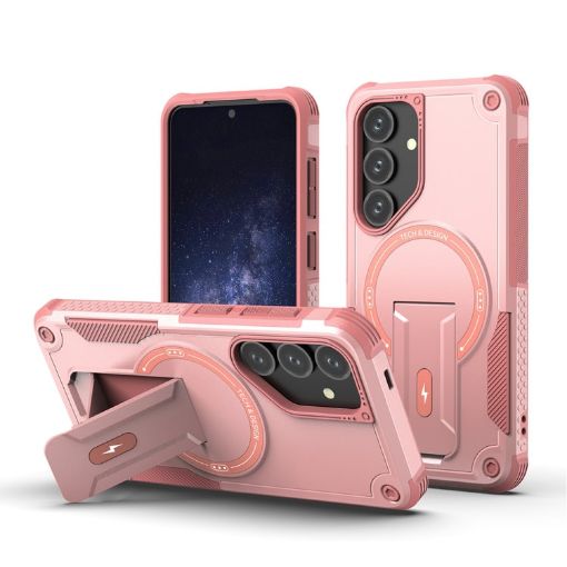 Samsung Galaxy A35 Pink Armor MagSafe Holder Hybrid TPU Phone Case - 1