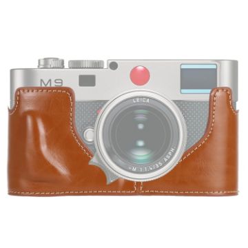 Leica M9 Camera Half Case Base - 1/4" Thread PU Leather (Brown) - 1