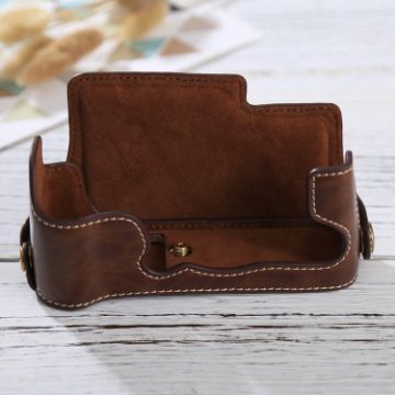 FUJIFILM X-E3 PU Leather Camera Half Case Base, 1/4" Thread, Coffee - 1