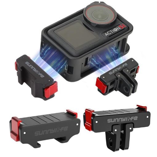 DJI Osmo Action 5/4/3 Magnetic Quick Release Mount + Cold Shoe Adapter - 1