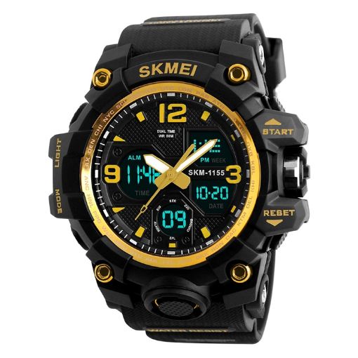 SKMEI 1155B Men's Gold Waterproof Sports Watch with Large Dial - 1