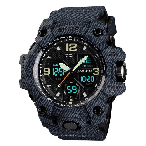SKMEI 1155B Men's Outdoor Sports Waterproof Watch - Denim Black - 1