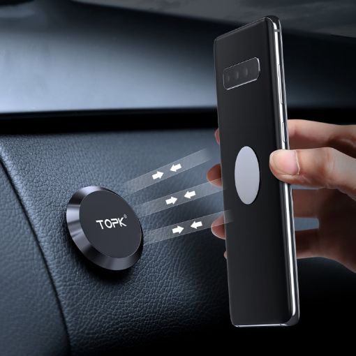 TOPK D21 Magnetic Car Phone Holder Stand - Universal In-car Mount (Black) - 1