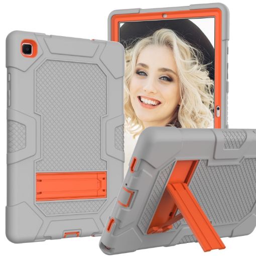 Samsung Galaxy Tab A7 10.4 2020 Shockproof Case with Holder Grey Orange - 1
