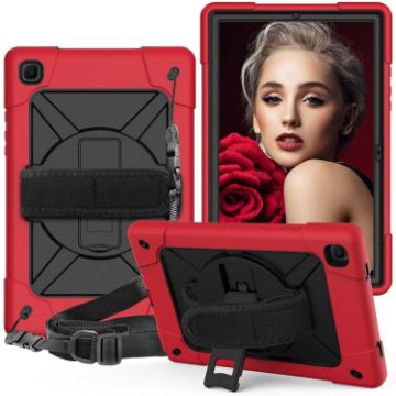 Samsung Galaxy Tab A7 10.4 (2020) Red/Black Silicone PC Case with Holder - 1