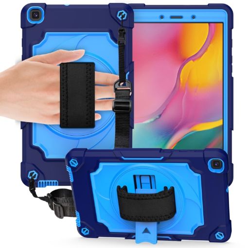 Samsung Tab A 8.0 (2019) T290 Shockproof Case, 360 Rotation, Navy/Blue - 1