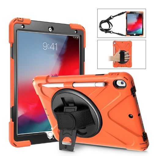 Shockproof Orange Silicone + PC Case for iPad Pro 10.5 with Holder & Straps - 1