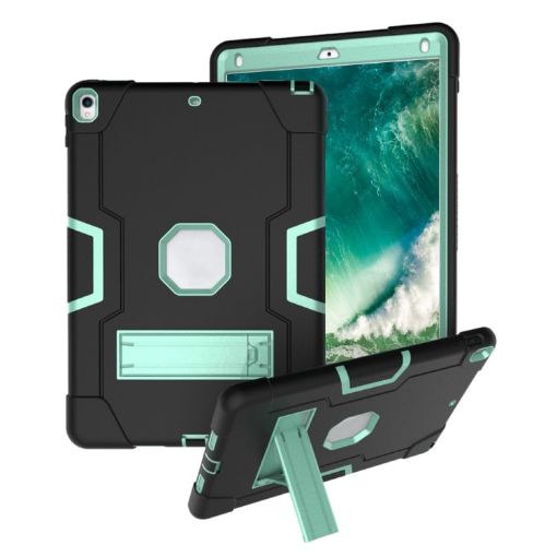 Shockproof Silicone + PC Case with Holder for iPad Pro/Air 10.5" (Black/Mint) - 1