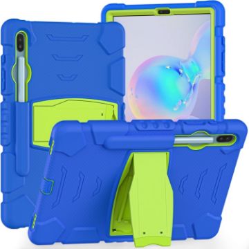 Samsung Galaxy Tab S6 T860 Shockproof Case with Holder Blue+Lime - 1