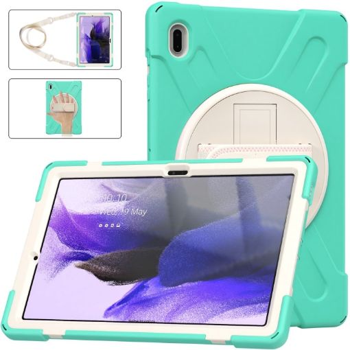 Samsung Galaxy Tab S7 FE/S7+/S9+/S8+ Mint Green Protective Case with Strap - 1