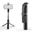 Q03S Fill Light Bluetooth Selfie Stick Tripod Phone Holder - Black - 1