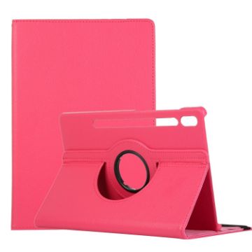 Samsung Galaxy Tab S7 FE T730 Rose Red 360 Rotating Leather Case - 1