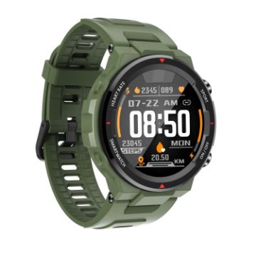 Q70C Army Green Smart Watch: 1.28" TFT, Bluetooth 5.0, IP67, Heart Rate - 1