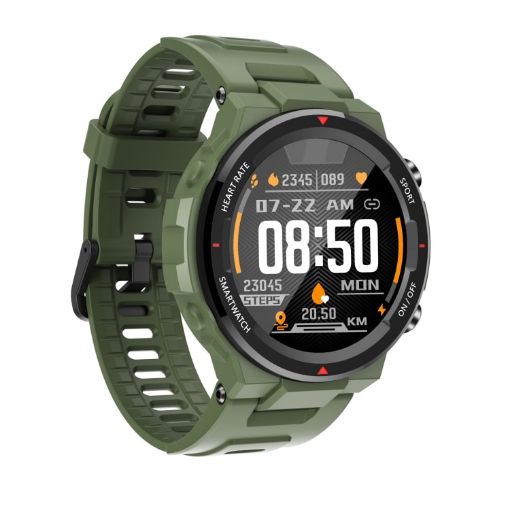 Q70C Army Green Smart Watch: 1.28" TFT, Bluetooth 5.0, IP67, Heart Rate - 1