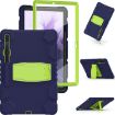 Samsung Galaxy Tab S7+/S7 FE/S8+ 3-Layer Case with Holder (NavyBlue+Lime) - 3