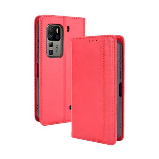 Ulefone Armor 11/11T 5G Red Leather Flip Case with Card Slots & Holder - 1