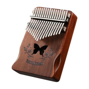 17 Tone Acacia Wood Kalimba Thumb Piano - Coffee Butterfly Design - 1