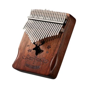 21 Tone Acacia Wood Kalimba Thumb Piano (Coffee-Reindeer Design) - 1
