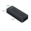 ORICO CT2U3-7AB-BK 7-Port USB HUB with Switches, US Plug, Black - 2