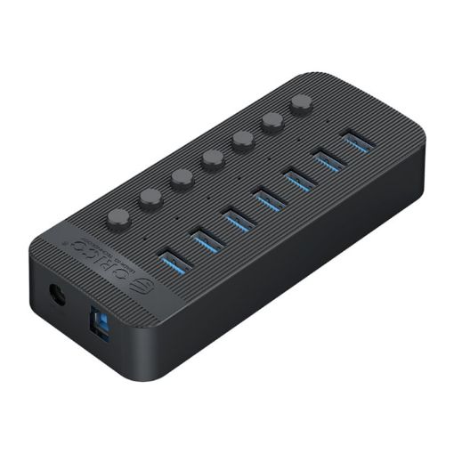 ORICO CT2U3-7AB-BK 7-Port USB HUB with Switches, EU Plug, Black - 1