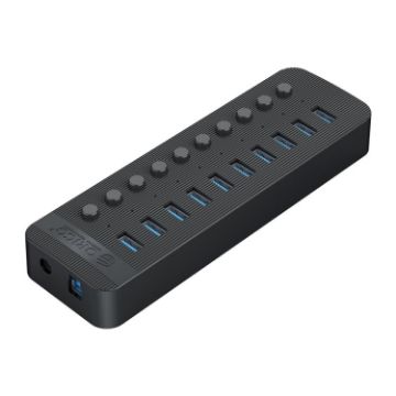 ORICO CT2U3-10AB-BK 10-Port USB HUB with Switches, AU Plug, Black - 1