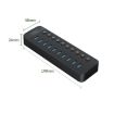 ORICO CT2U3-10AB-BK 10-Port USB HUB with Switches, AU Plug, Black - 2