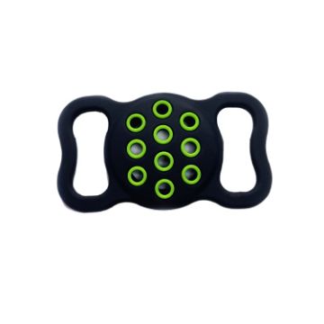 Dual-Color Shockproof Silicone Pet Collar Case for AirTag (Black Green) - 1