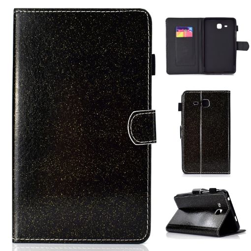 Galaxy Tab A 7.0 (2016) T280 Black Glitter Flip Leather Case with Card Slot - 1