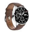 M103 1.35" IPS Smart Watch, IP67 Waterproof, Leather Strap, Brown - 2